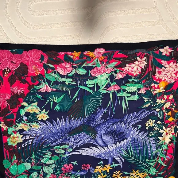 Hermes Scarf Flamingo Party Marine Animal Floral Auth Carre 90 - Picture 2 of 5
